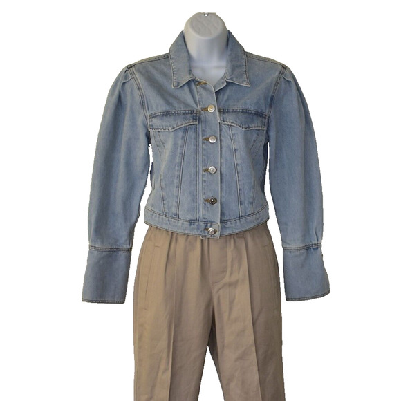 Auth VERONICA BEARD JEANS Logo Buttons Cropped Denim Jean Jacket Size XS - Picture 1 of 6
